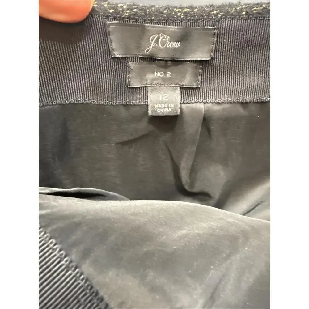 J Crew No 2 Wool Pencil Skirt Black Minimalist‎ Twill Lined Workwear Knee Length